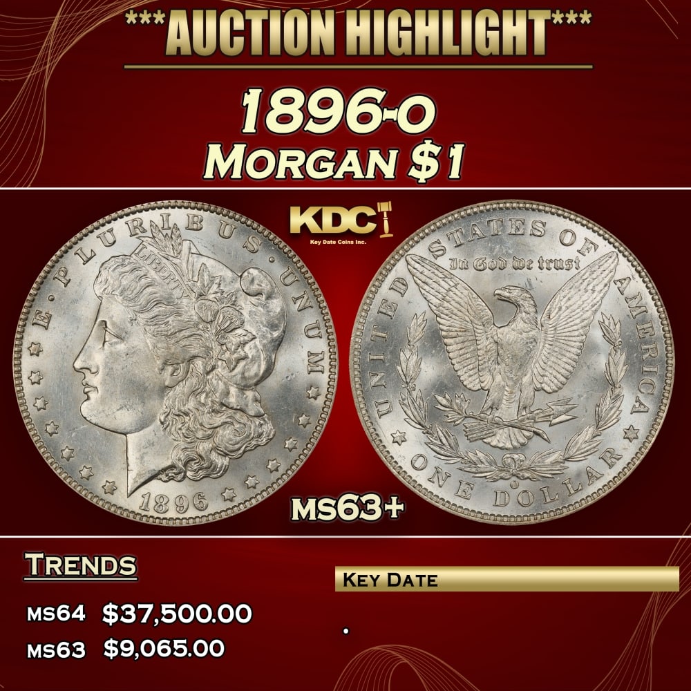 1896-o Morgan Dollar $1 ms63+ USCG: 1896-o Morgan Dollar $1 ms63+ USCG.