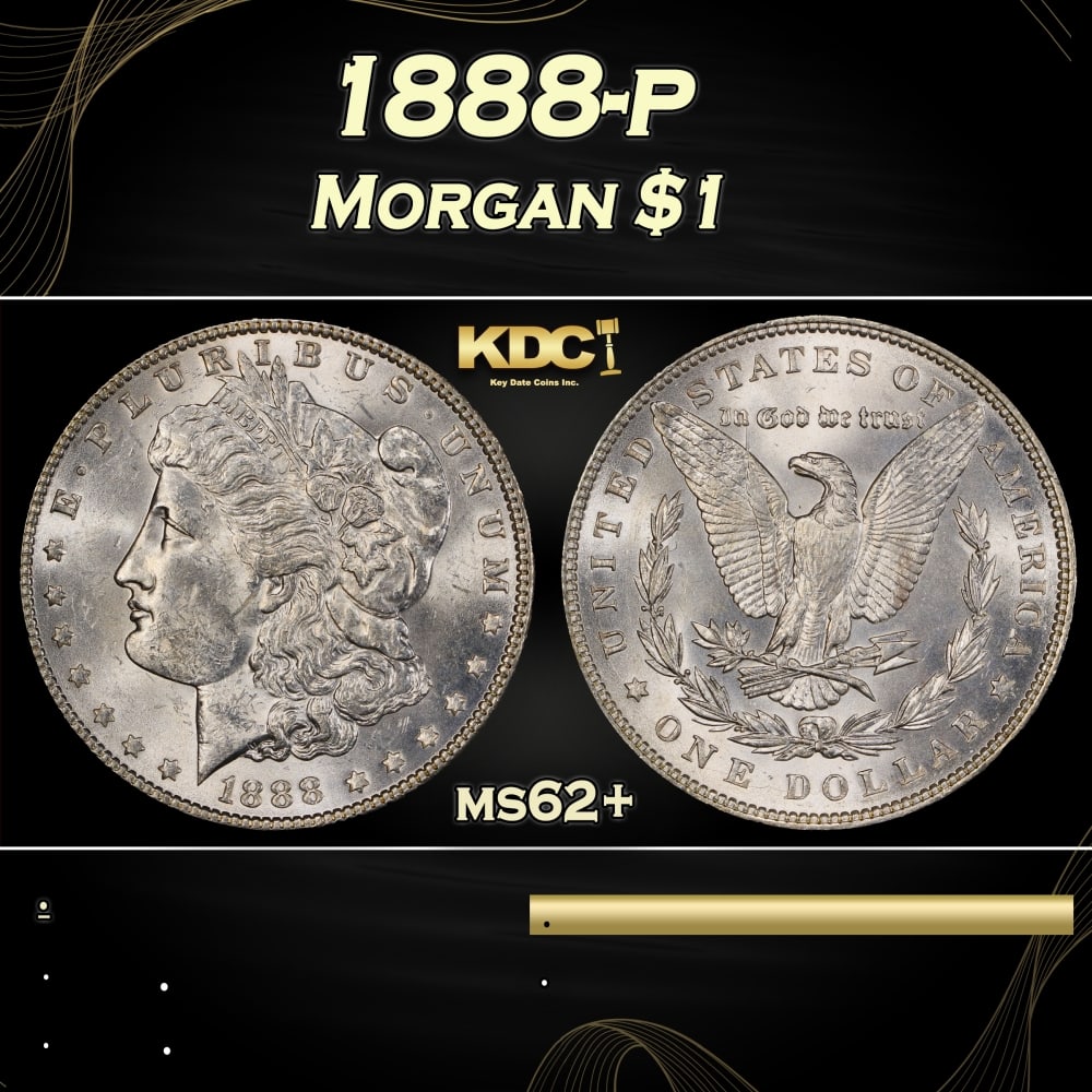1888-p Morgan Dollar $1 Grades ms62+ (1 of 3)