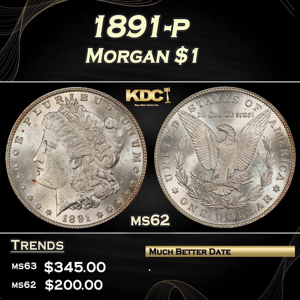 1891-p Morgan Dollar $1 Grades ms62 (1 of 3)