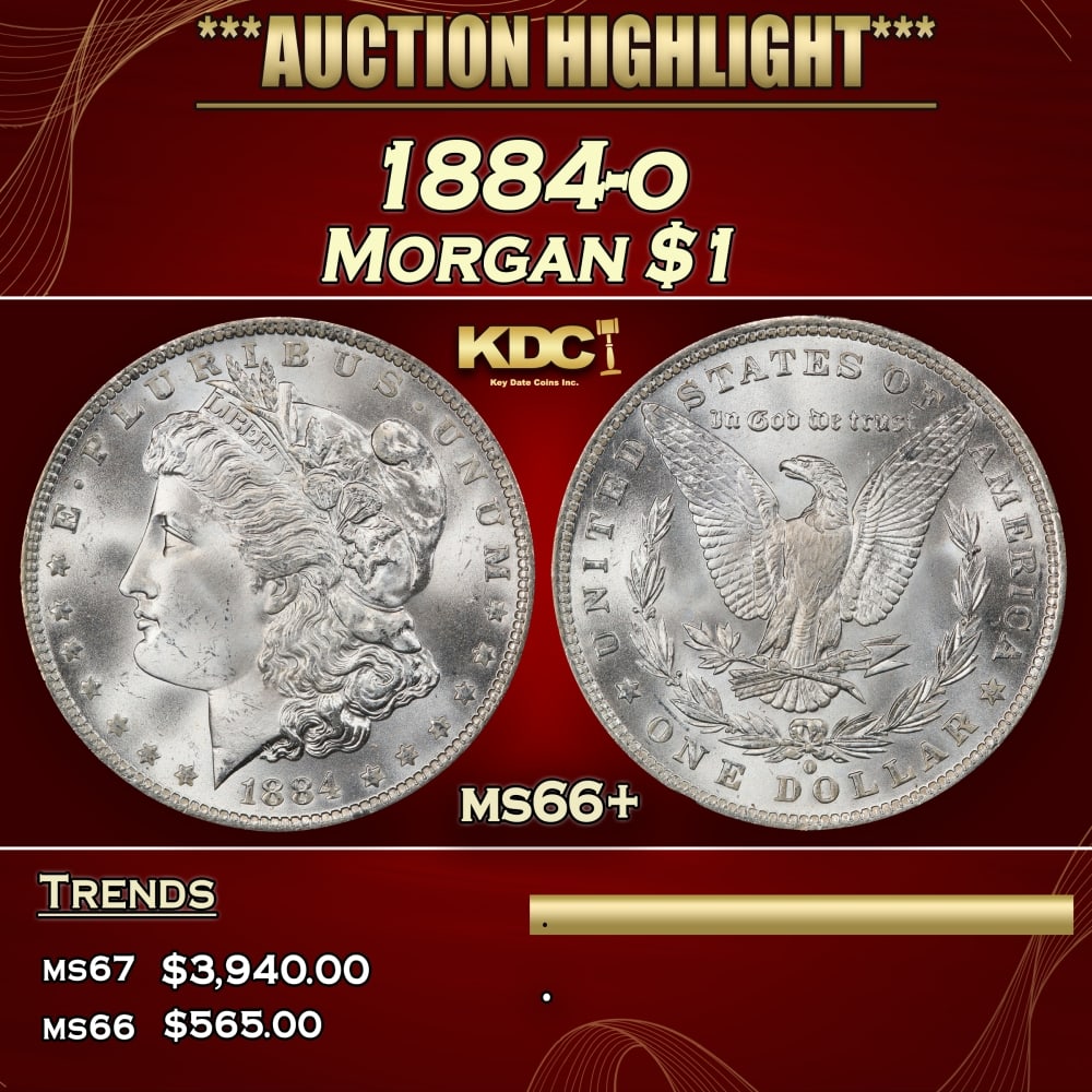 1884-o Morgan Dollar $1 ms66+ SEGS: 1884-o Morgan Dollar $1 ms66+ SEGS.