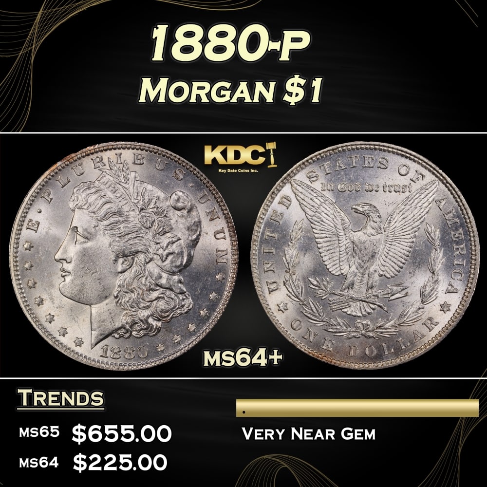 1880-p Morgan Dollar $1 Grades ms64+: 1880-p Morgan Dollar $1 Grades ms64+.