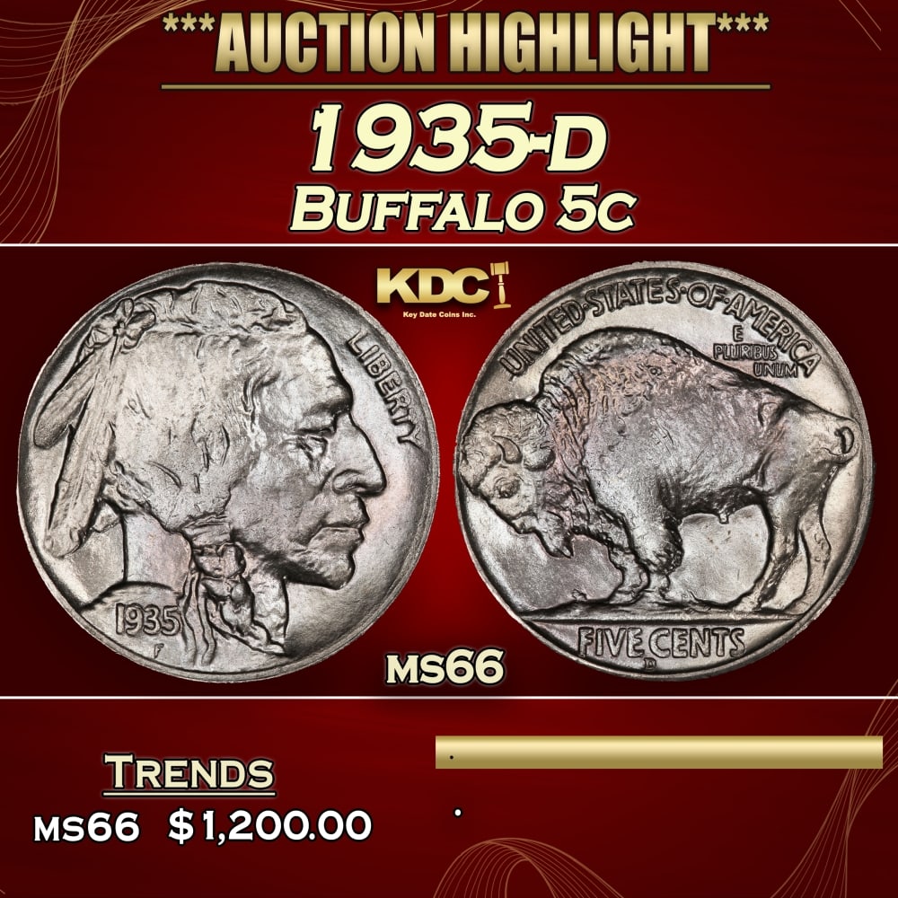 1935-d Buffalo Nickel 5c ms66 SEGS: 1935-d Buffalo Nickel 5c ms66 SEGS.