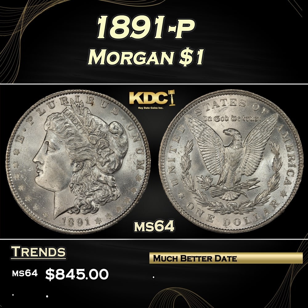 1891-p Morgan Dollar $1 Grades ms64: 1891-p Morgan Dollar $1 Grades ms64.