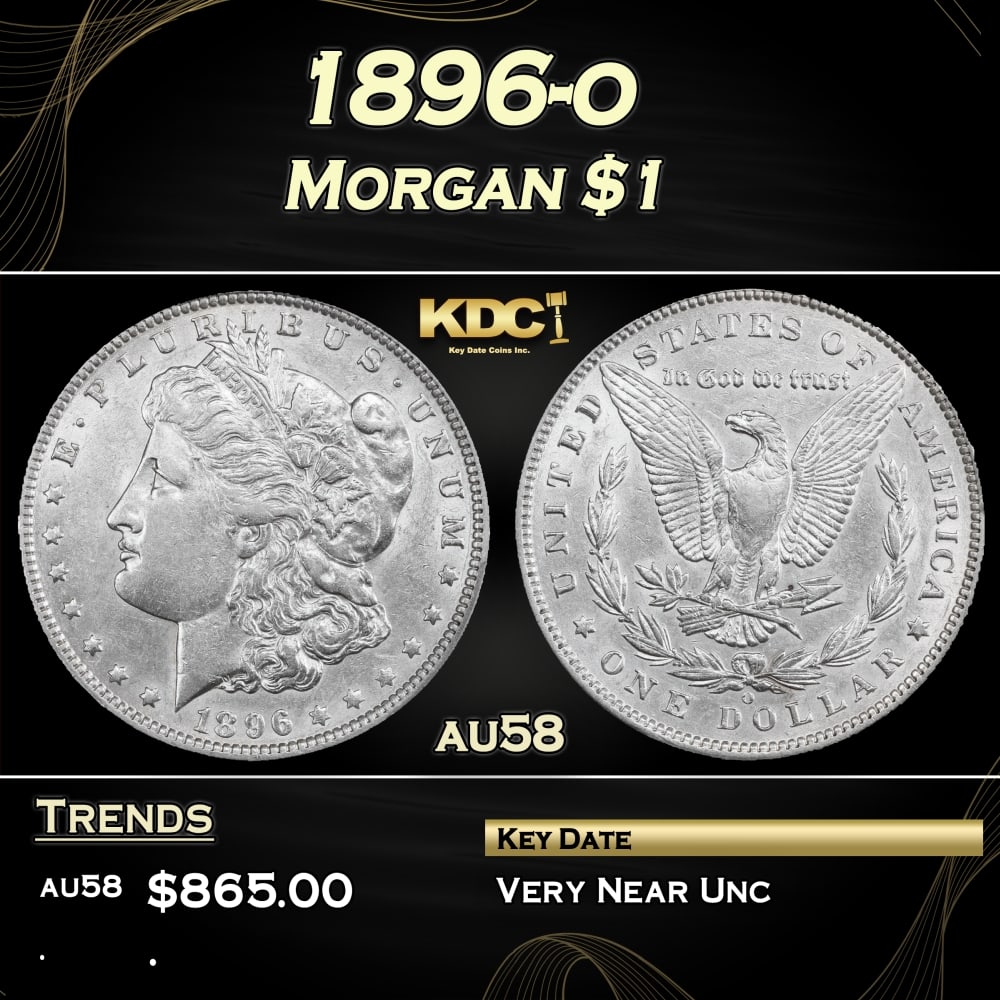 1896-o Morgan Dollar $1 Grades au58: 1896-o Morgan Dollar $1 Grades au58.