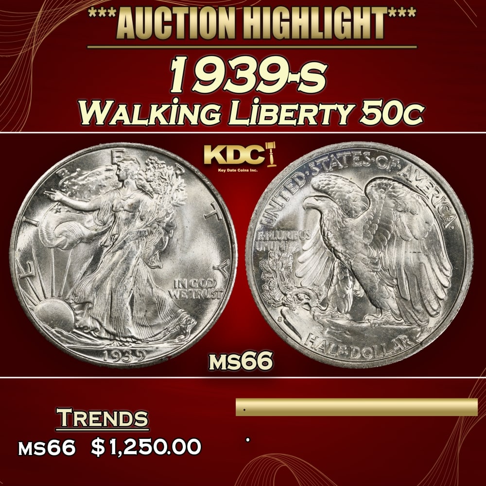 1939-s Walking Liberty Half Dollar 50c ms66 SEGS (1 of 3)