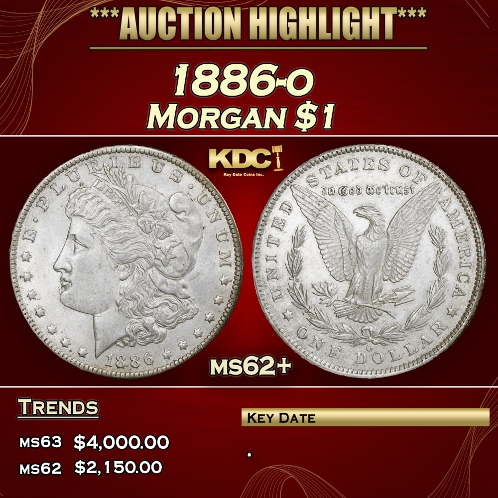 1886-o Morgan Dollar $1 ms62+ USCG: 1886-o Morgan Dollar $1 ms62+ USCG.