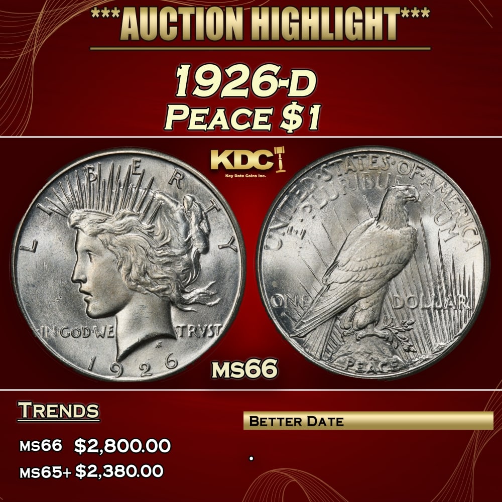 1926-d Peace Dollar $1 ms66 SEGS: 1926-d Peace Dollar $1 ms66 SEGS. 0
