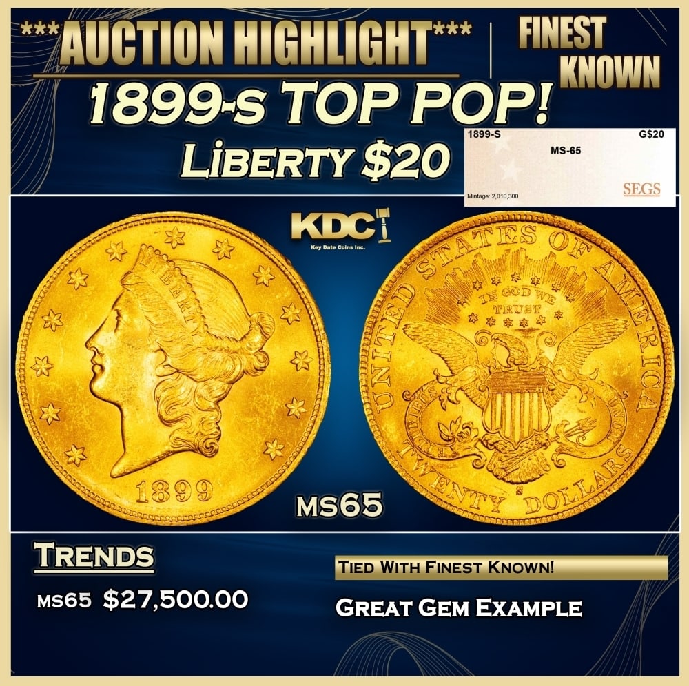 1899-s Gold Liberty Double Eagle TOP POP! $20 ms65 SEGS (1 of 4)