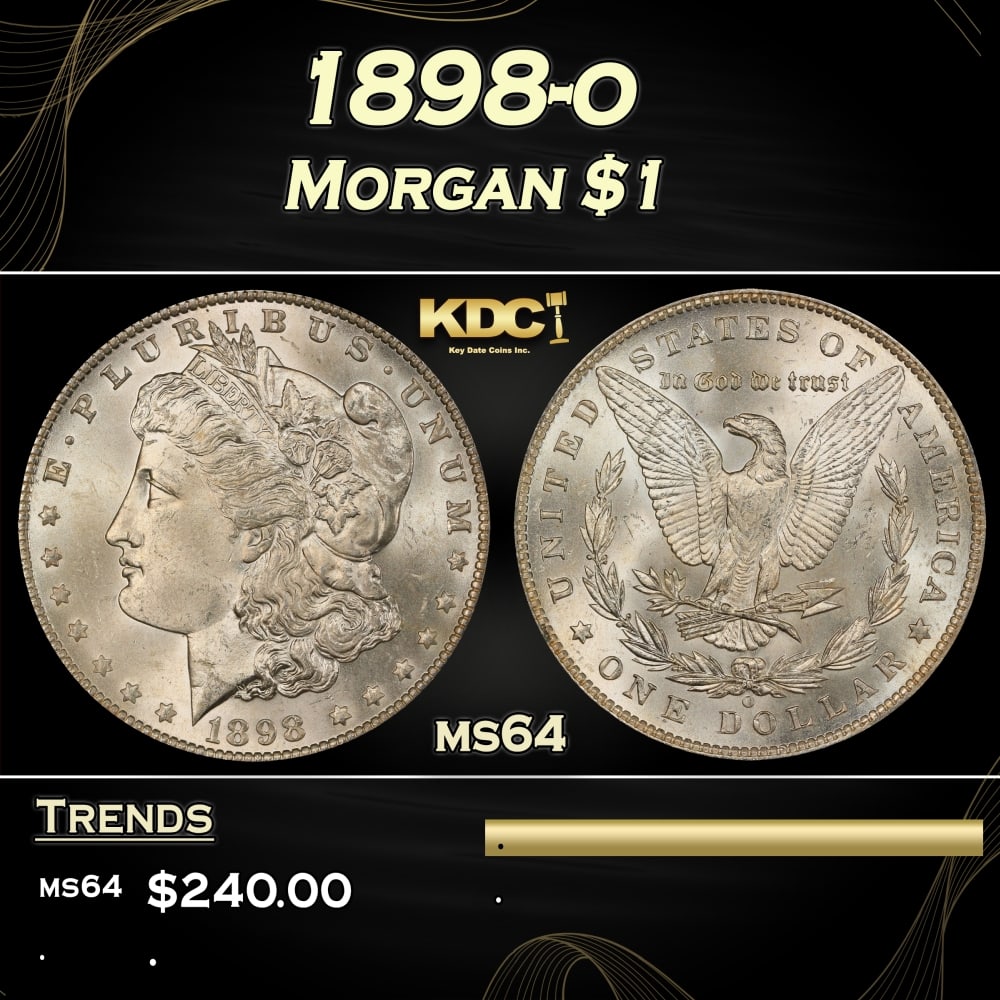 1898-o Morgan Dollar $1 Grades ms64: 1898-o Morgan Dollar $1 Grades ms64.
