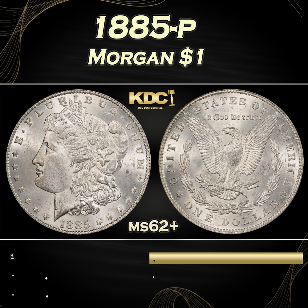 1885-p Morgan Dollar $1 Grades ms62+ (1 of 3)