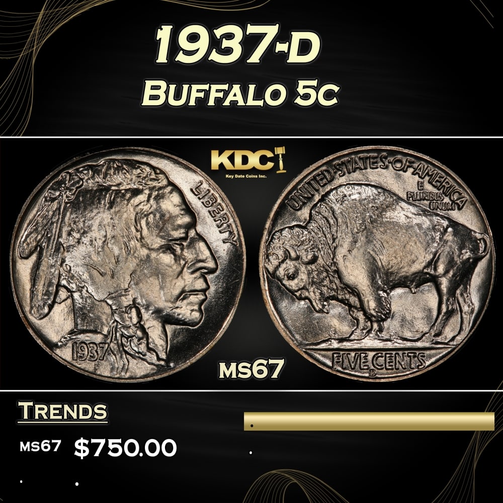 1937-d Buffalo Nickel 5c ms67 SEGS: 1937-d Buffalo Nickel 5c ms67 SEGS.