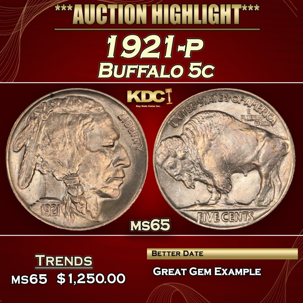 1921-p Buffalo Nickel 5c ms65 SEGS: 1921-p Buffalo Nickel 5c ms65 SEGS.