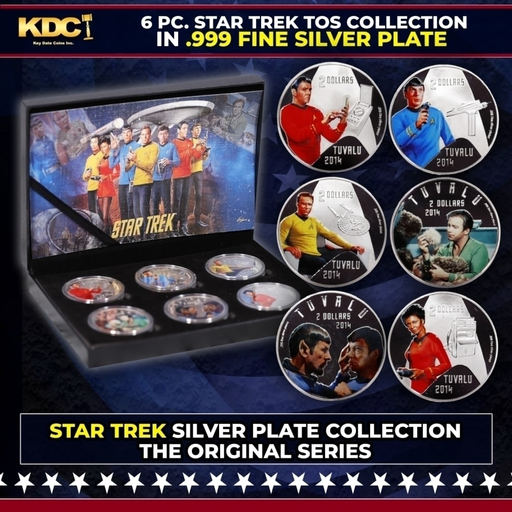 6 Coin Star Trek The Original Series .999 Fine Silver Plated Round Collection: 6 Coin Star Trek The Original Series .999 Fine Silver Plated Round Collection. Please Note All Backer Cards may have slight differences but will be very similar if not identical to the one in the phot