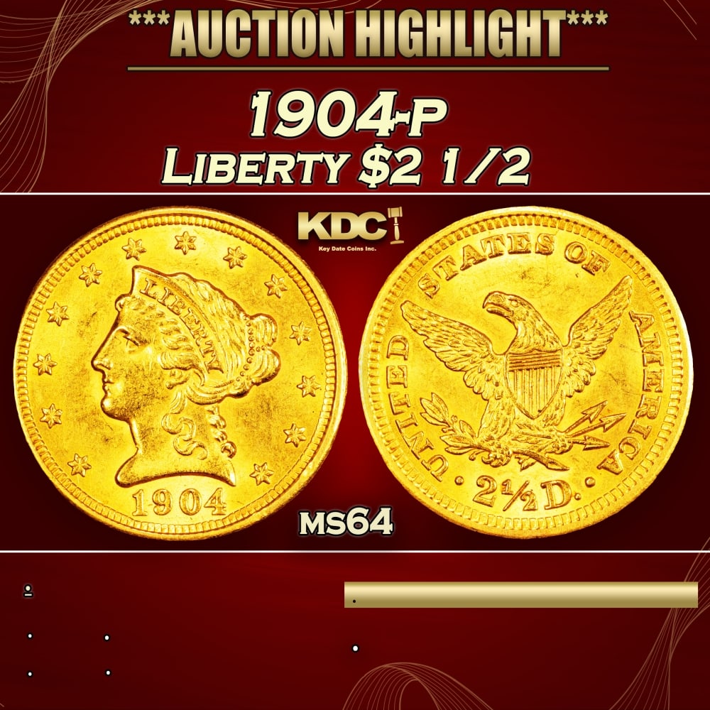 1904-p Gold Liberty Quarter Eagle $2 1/2 ms64 SEGS (1 of 3)