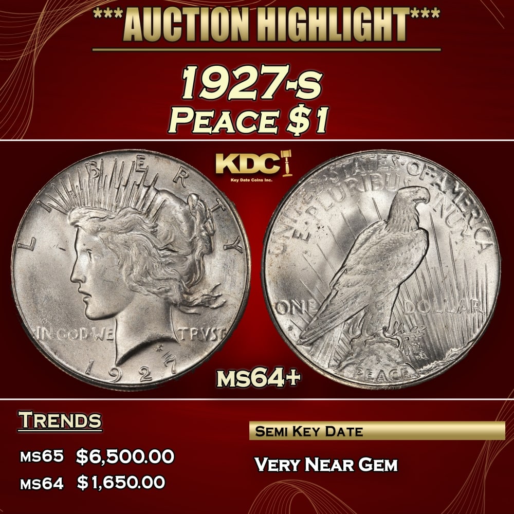 1927-s Peace Dollar $1 ms64+ SEGS (1 of 3)