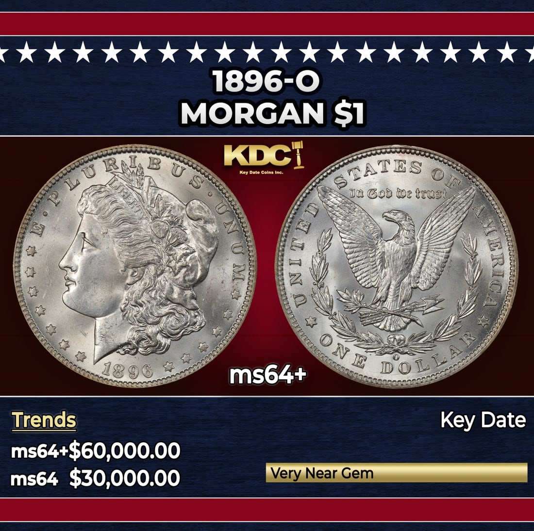 1896-o Morgan Dollar $1 ms64+ SEGS: 1896-o Morgan Dollar $1 ms64+ SEGS.