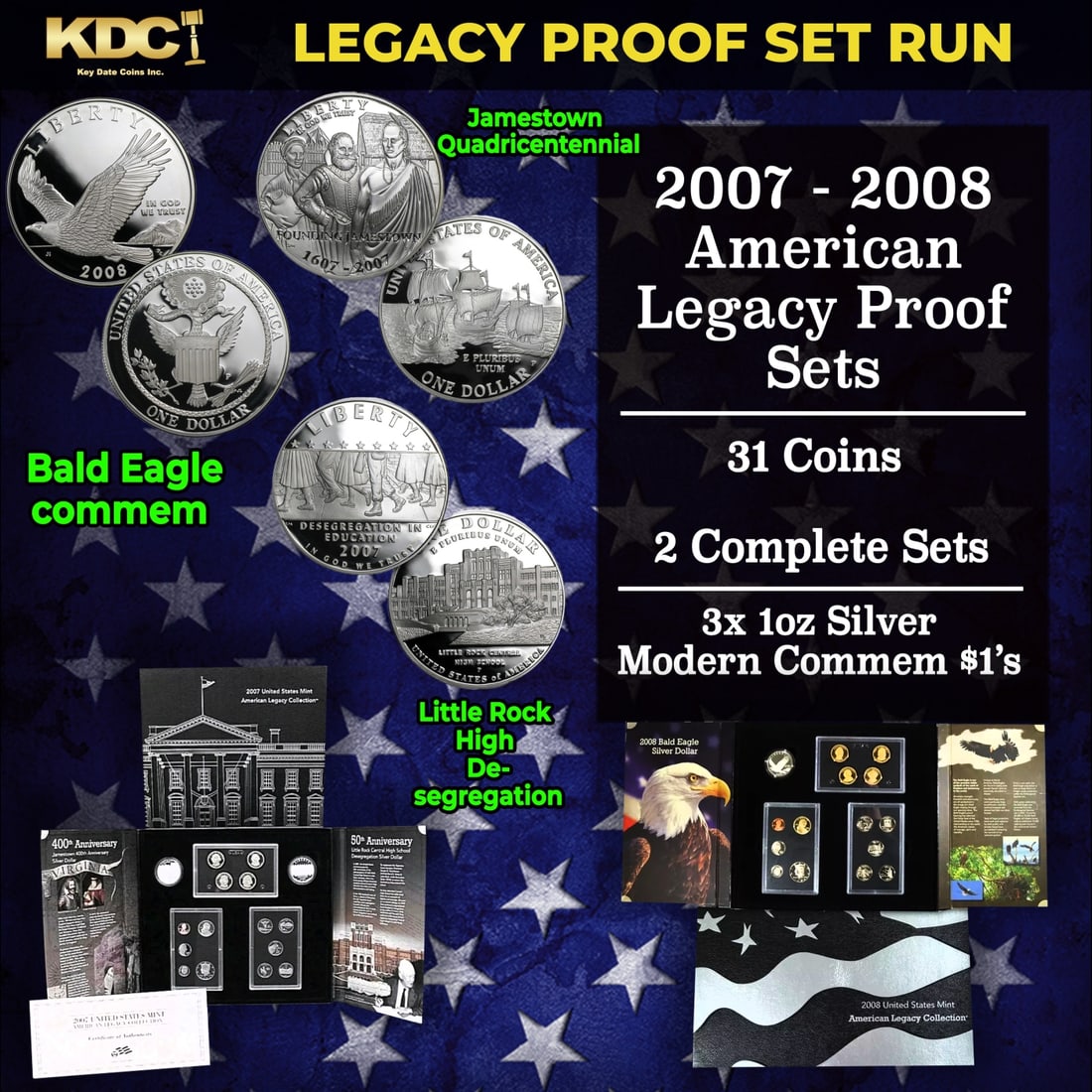 2007-2008 US Mint American Legacy Proof Sets - 31 Coins Total, 2 Complete Sets Over 3oz Of Silver (1 of 9)