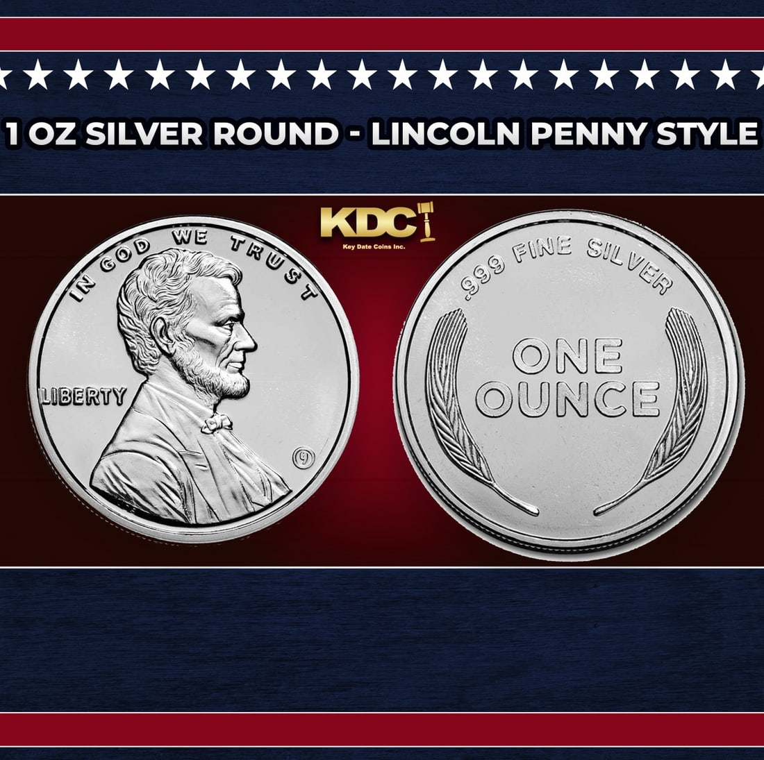 1 oz Silver Round - Lincoln Penny Style Round: 1 oz Silver Round - Lincoln Penny Style. These .999 fine Silver rounds are the ideal union of quality and beauty, as this resembles the iconic Lincoln Penny design with .999 fine purity of each round.