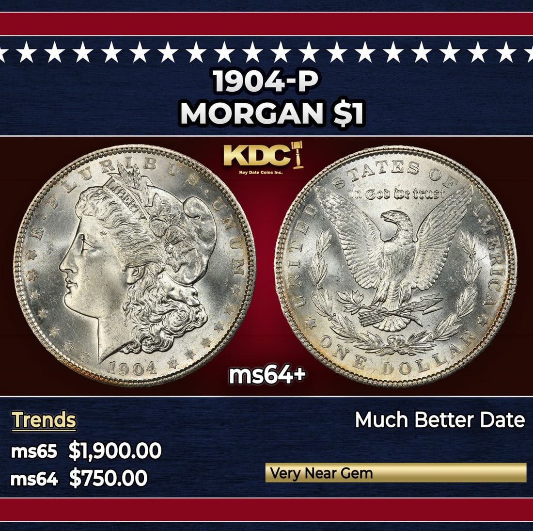 1904-p Morgan Dollar $1 Grades ms64+: 1904-p Morgan Dollar $1 Grades ms64+.