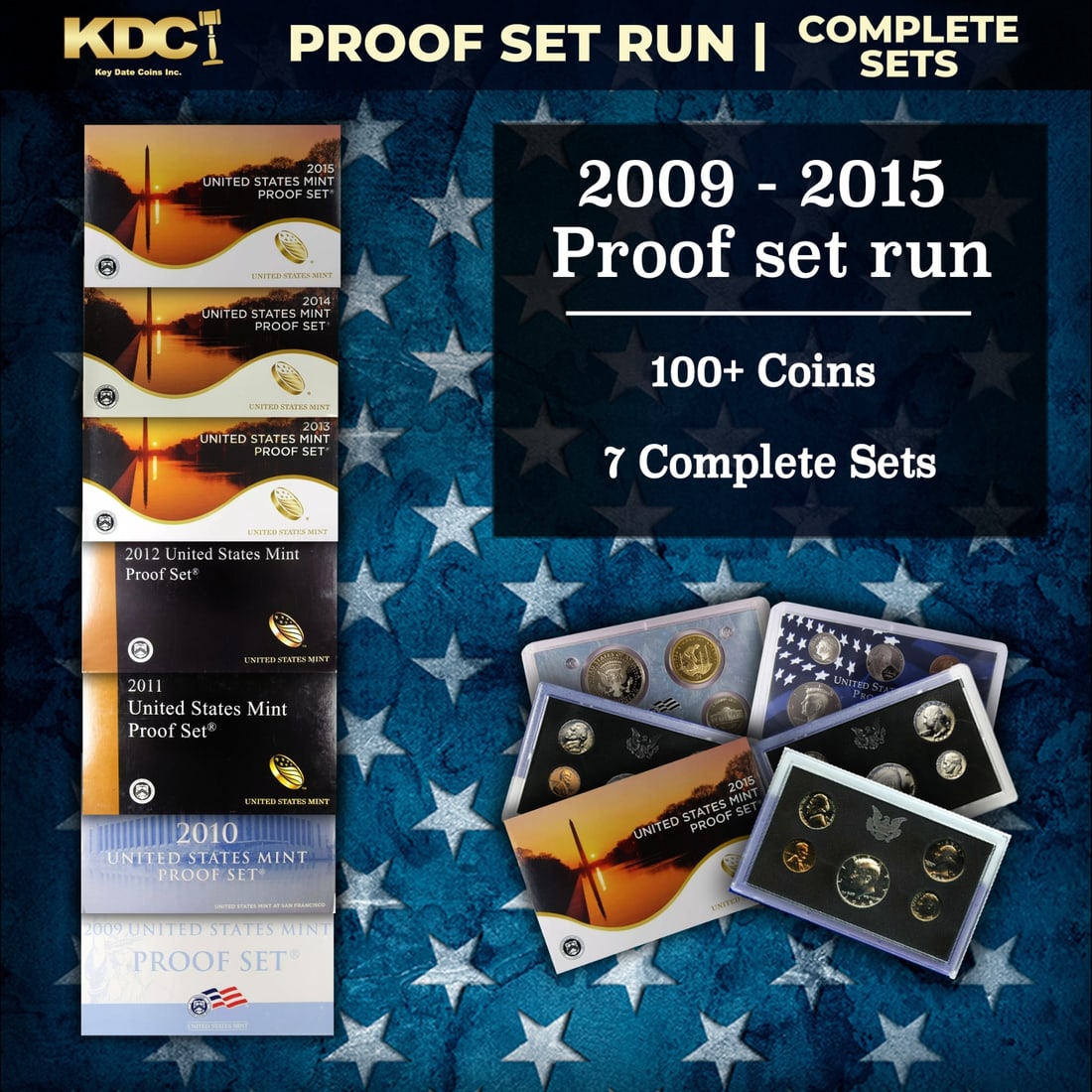 2009-2015 Proof Set Run 102 Coins 7 Complete Sets: 2009-2015 Proof Set Run 102 Coins 7 Complete Sets.