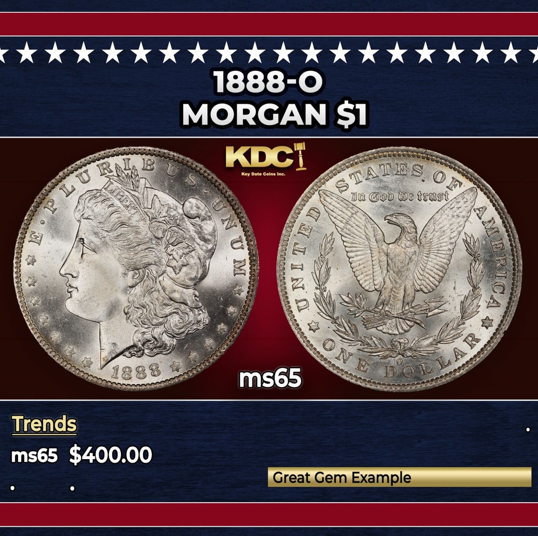 1888-o Morgan Dollar $1 Grades ms65: 1888-o Morgan Dollar $1 Grades ms65.