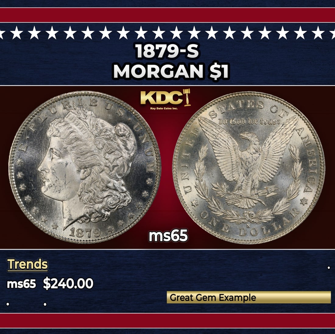 1879-s Morgan Dollar $1 Grades ms65: 1879-s Morgan Dollar $1 Grades ms65.