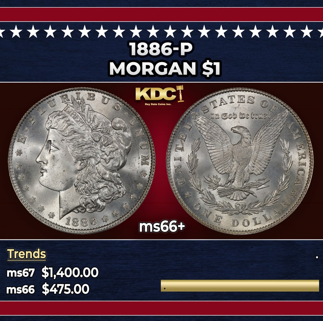1886-p Morgan Dollar $1 ms66+ SEGS: 1886-p Morgan Dollar $1 ms66+ SEGS.
