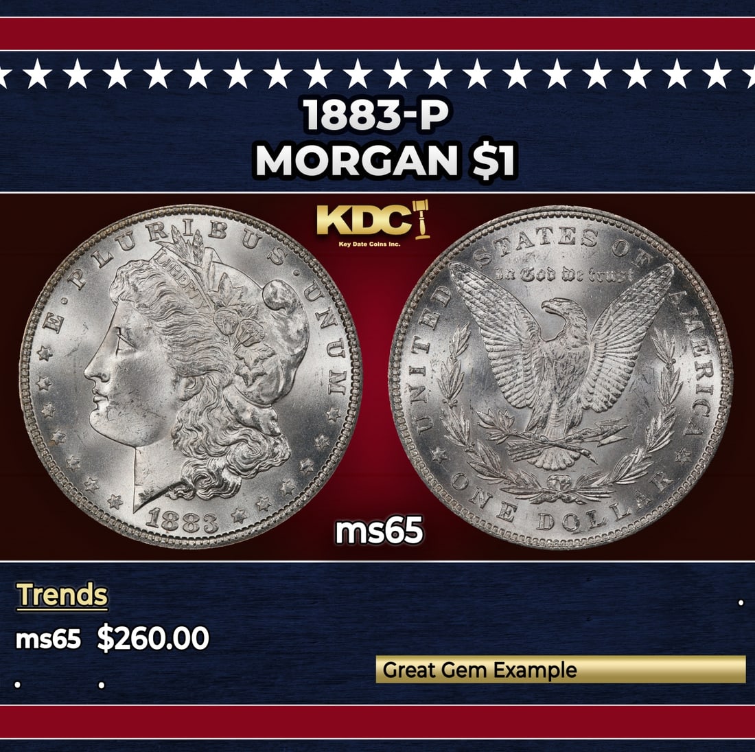 1883-p Morgan Dollar $1 Grades ms65: 1883-p Morgan Dollar $1 Grades ms65.