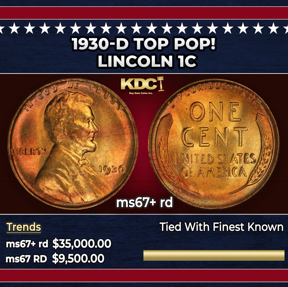 1930-d Lincoln Cent TOP POP! 1c ms67+ rd SEGS: 1930-d TOP POP! Lincoln Cent 1c ms67+ rd SEGS. Historic precious metal trends is causing increased spot pricing by the day. On auctions with set openings, we are doing our best to have items priced at