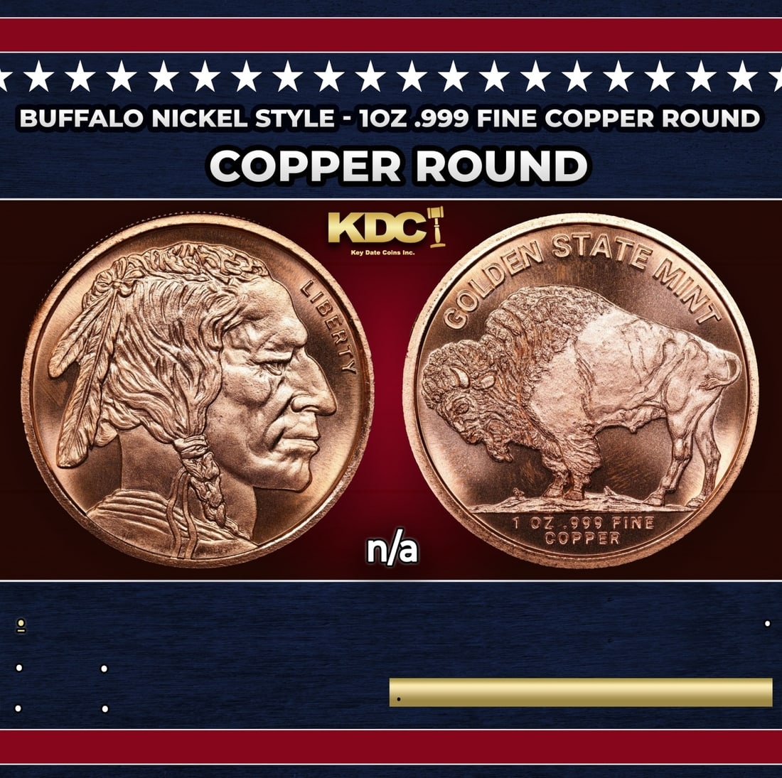 Buffalo Nickel Style - 1oz .999 Fine Copper Round: Buffalo Nickel Style - 1oz .999 Fine Copper Round. Historic precious metal trends is causing increased spot pricing by the day. On auctions with set openings, we are doing our best to have items price