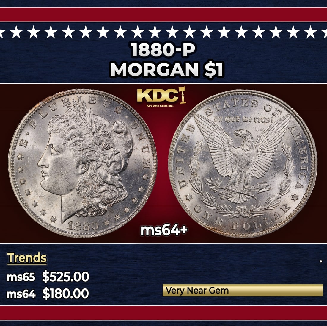 1880-p Morgan Dollar $1 Grades ms64+: 1880-p Morgan Dollar $1 Grades ms64+.
