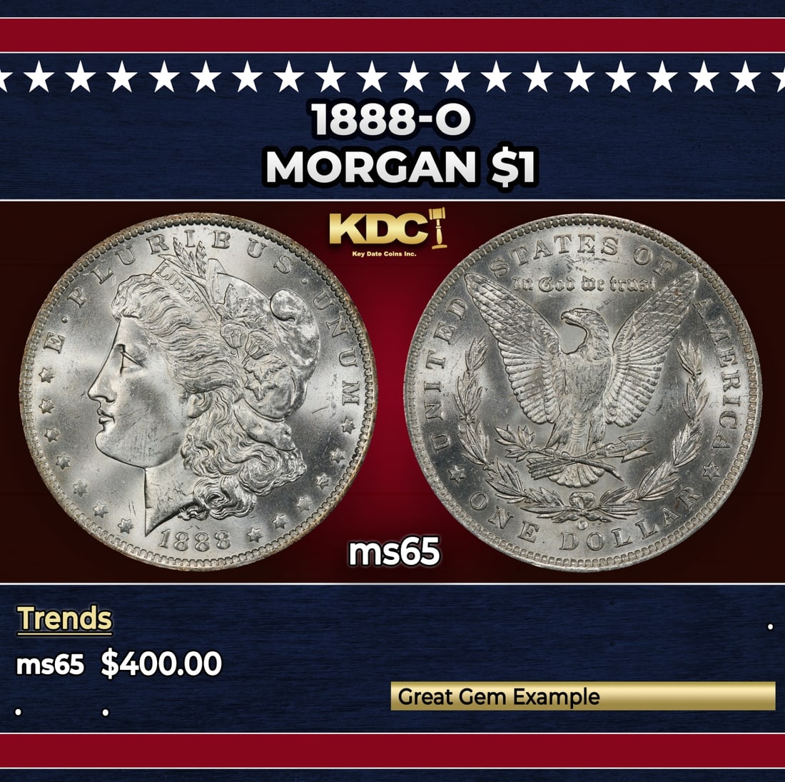 1888-o Morgan Dollar $1 Grades ms65: 1888-o Morgan Dollar $1 Grades ms65.