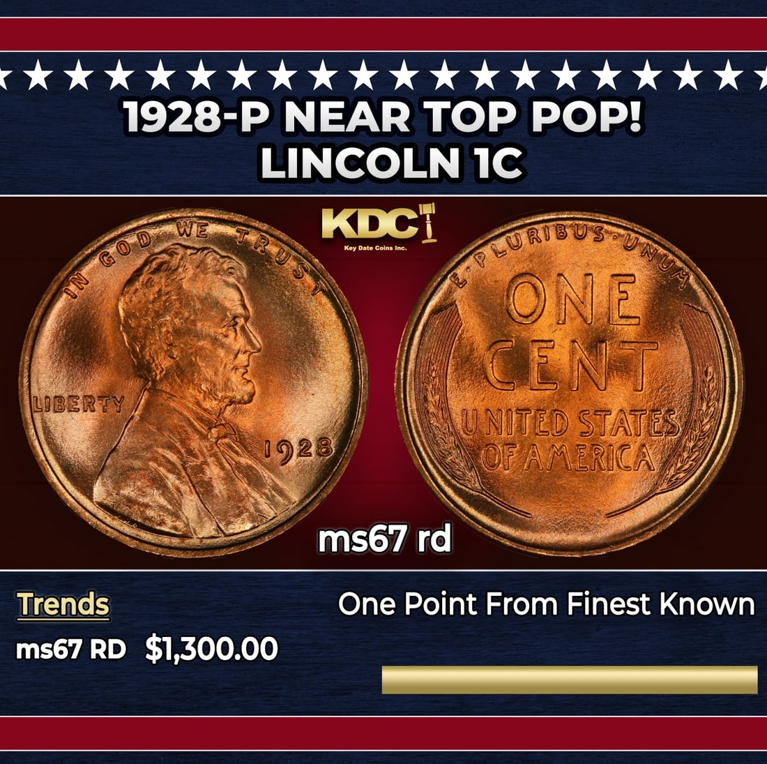 1928-p Lincoln Cent Near Top Pop! 1c ms67 rd SEGS: 1928-p Near Top Pop! Lincoln Cent 1c ms67 rd SEGS. Historic precious metal trends is causing increased spot pricing by the day. On auctions with set openings, we are doing our best to have items price
