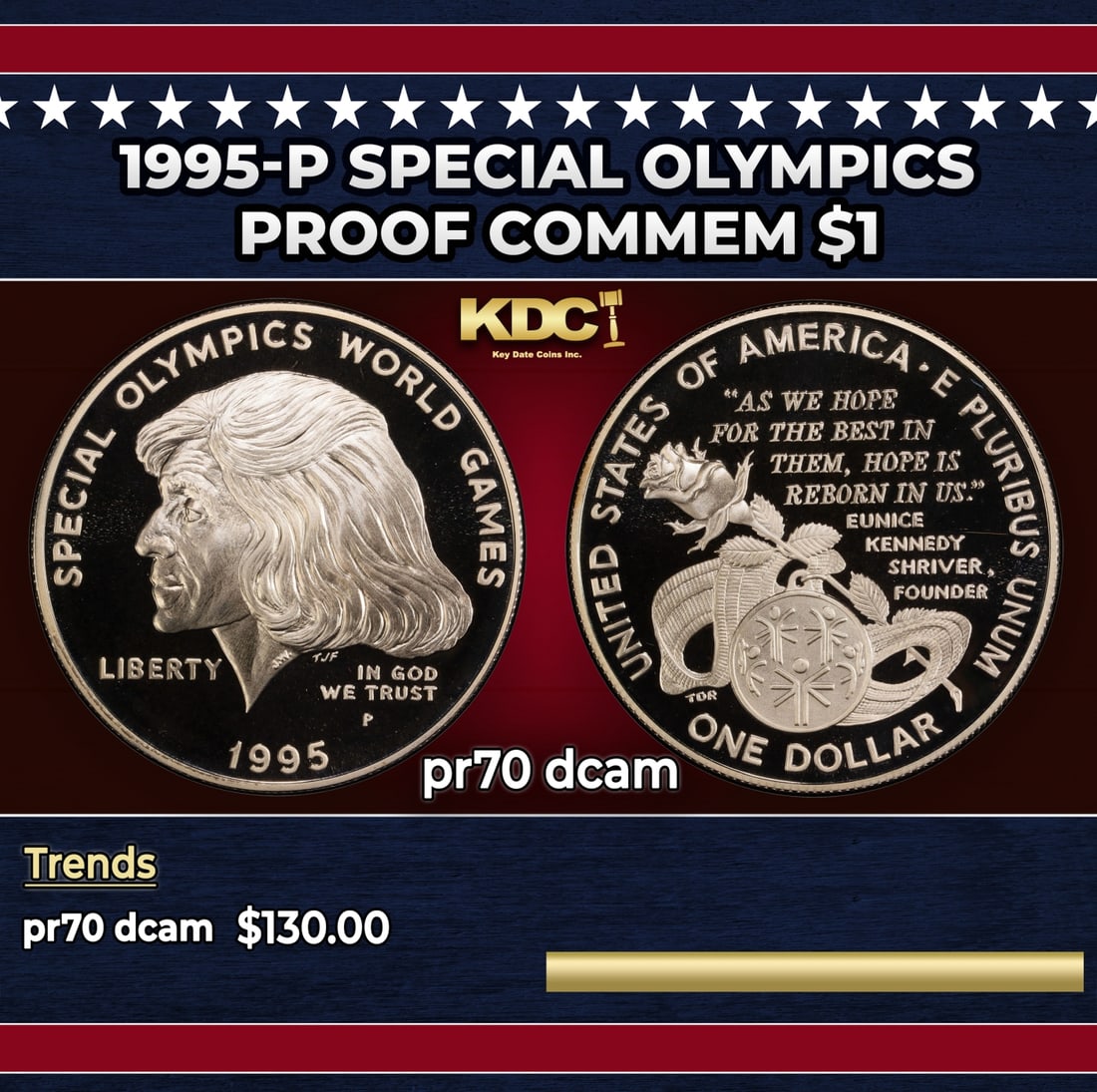 1995-p Special Olympics Proof Modern Commem Dollar $1 pr70 dcam SEGS: 1995-p Special Olympics Modern Commem Dollar $1 pr70 dcam SEGS. Historic precious metal trends is causing increased spot pricing by the day. On auctions with set openings, we are doing our best to hav