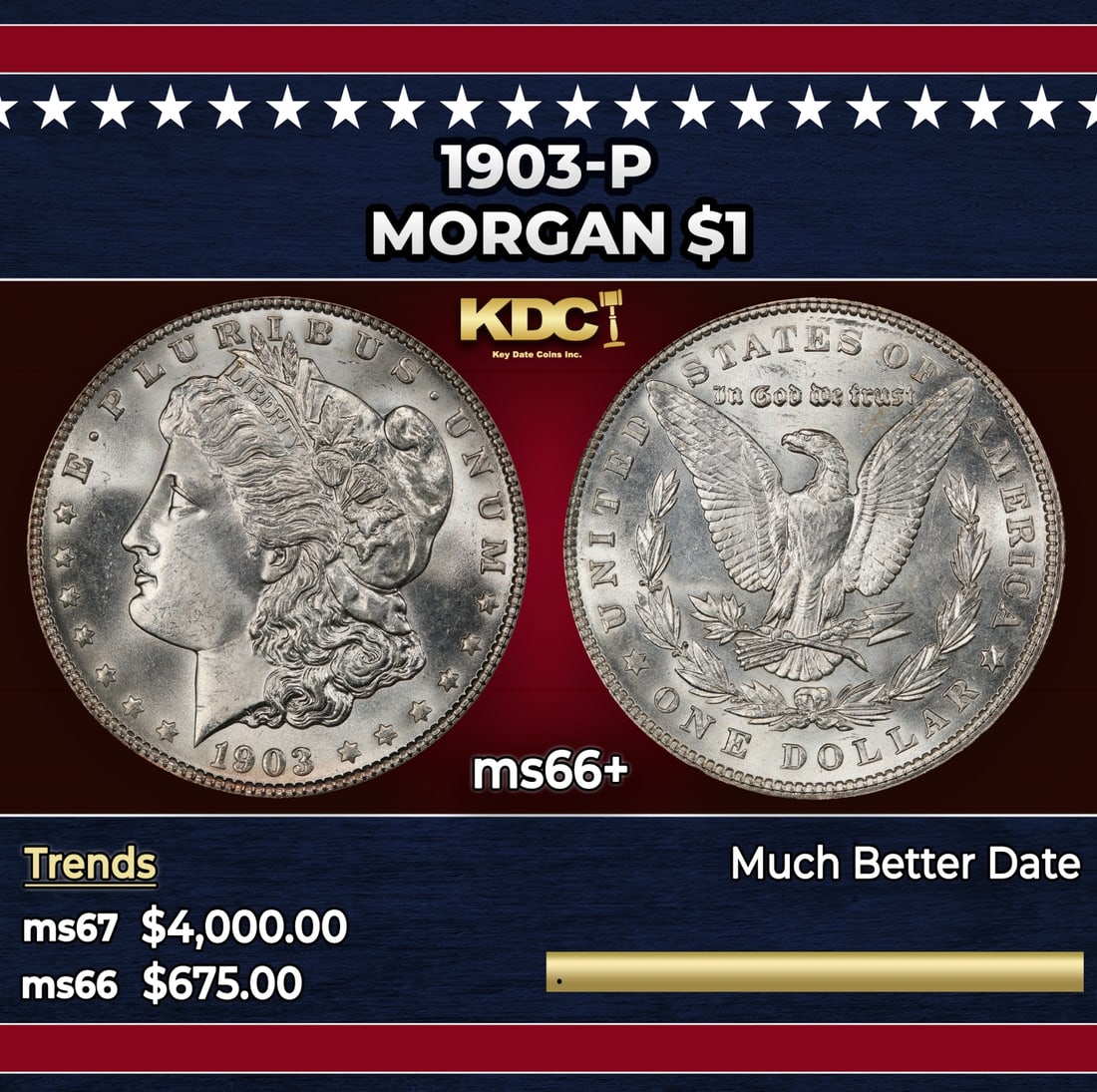1903-p Morgan Dollar $1 ms66+ SEGS: 1903-p Morgan Dollar $1 ms66+ SEGS.