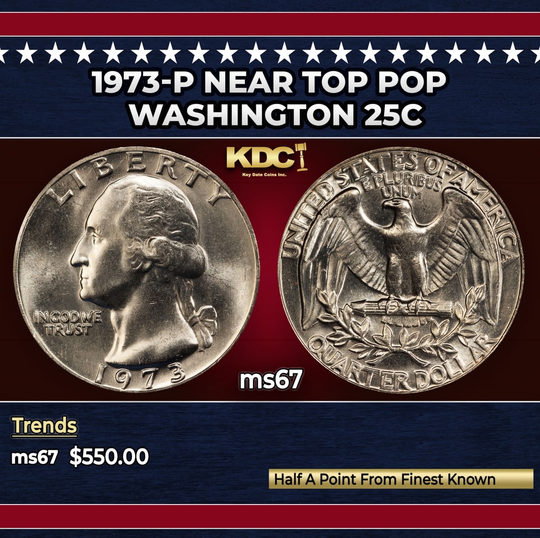 1973-p Washington Quarter Near Top Pop 25c ms67 SEGS: 1973-p Near Top Pop Washington Quarter 25c ms67 SEGS. Historic precious metal trends is causing increased spot pricing by the day. On auctions with set openings, we are doing our best to have items pr