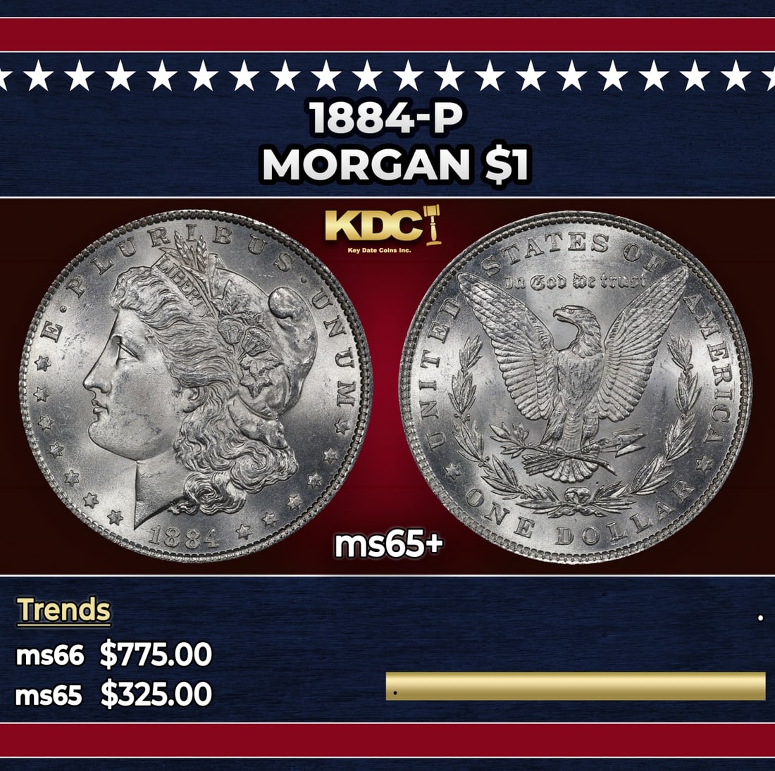 1884-p Morgan Dollar $1 Grades ms65+: 1884-p Morgan Dollar $1 Grades ms65+.