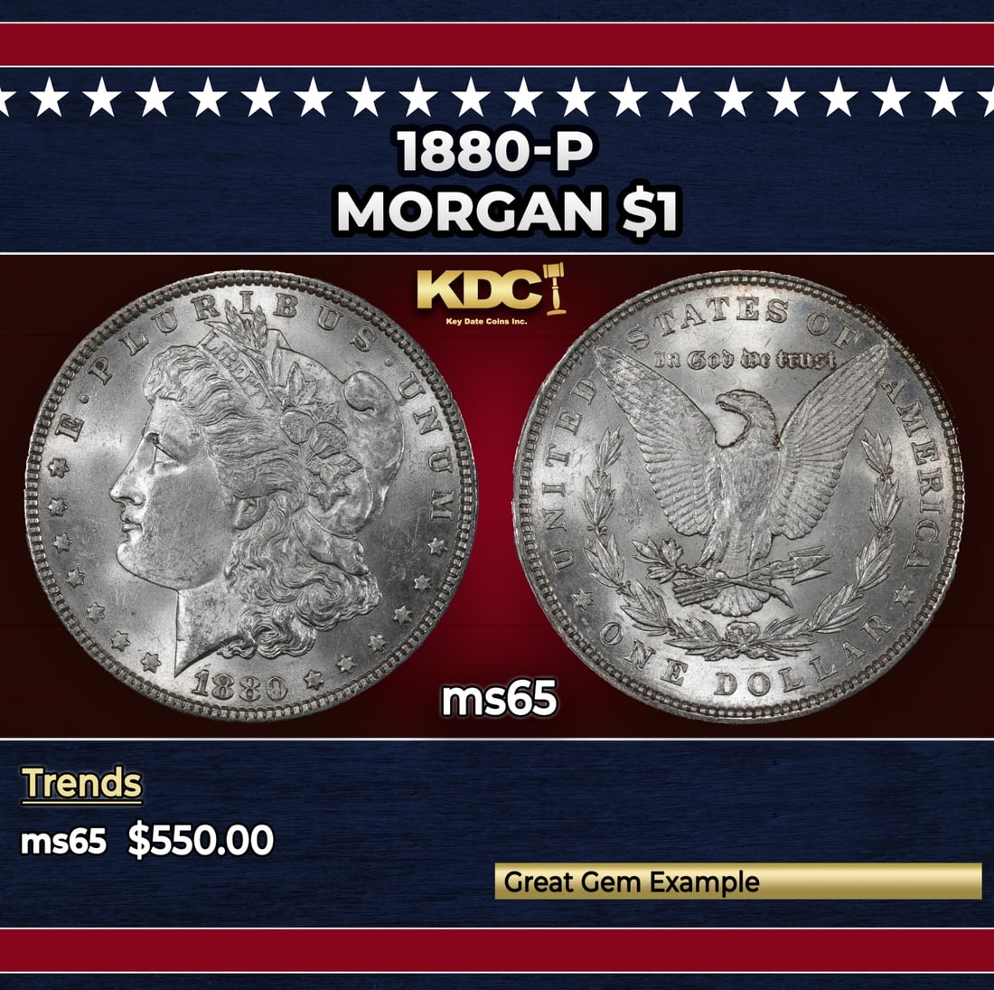 1880-p Morgan Dollar $1 Grades ms65: 1880-p Morgan Dollar $1 Grades ms65.