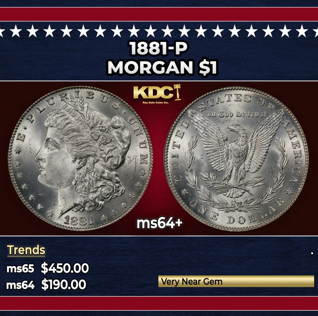 1881-p Morgan Dollar $1 Grades ms64+: 1881-p Morgan Dollar $1 Grades ms64+.