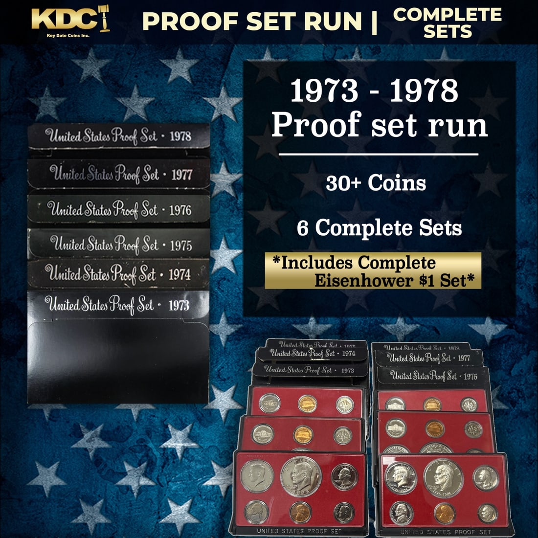 1973-1978 Proof Set Run 36 Coins 6 Complete Sets Complete Ike Set: 1973-1978 Proof Set Run 36 Coins 6 Complete Sets Complete Ike Set.