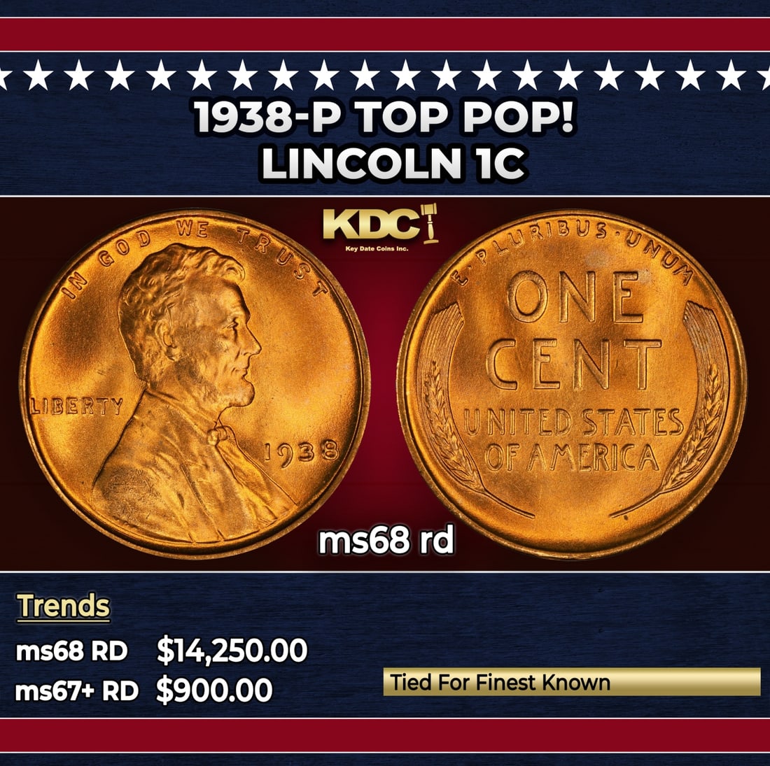 1938-p Lincoln Cent TOP POP! 1c ms68 rd SEGS: 1938-p TOP POP! Lincoln Cent 1c ms68 rd SEGS. Historic precious metal trends is causing increased spot pricing by the day. On auctions with set openings, we are doing our best to have items priced at 