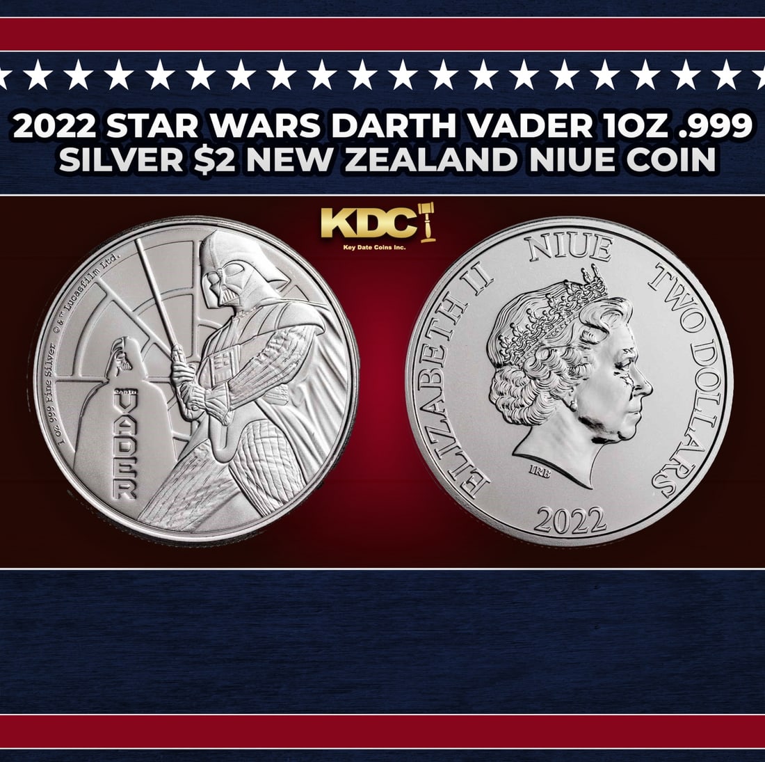 2022 Star Wars Darth Vader 1oz .999 Silver $2 New Zealand Niue Commerative Coin Grades Ungraded: 2022 Star Wars Darth Vader 1oz .999 Silver $2 New Zealand Niue Commerative Coin Grades Ungraded.