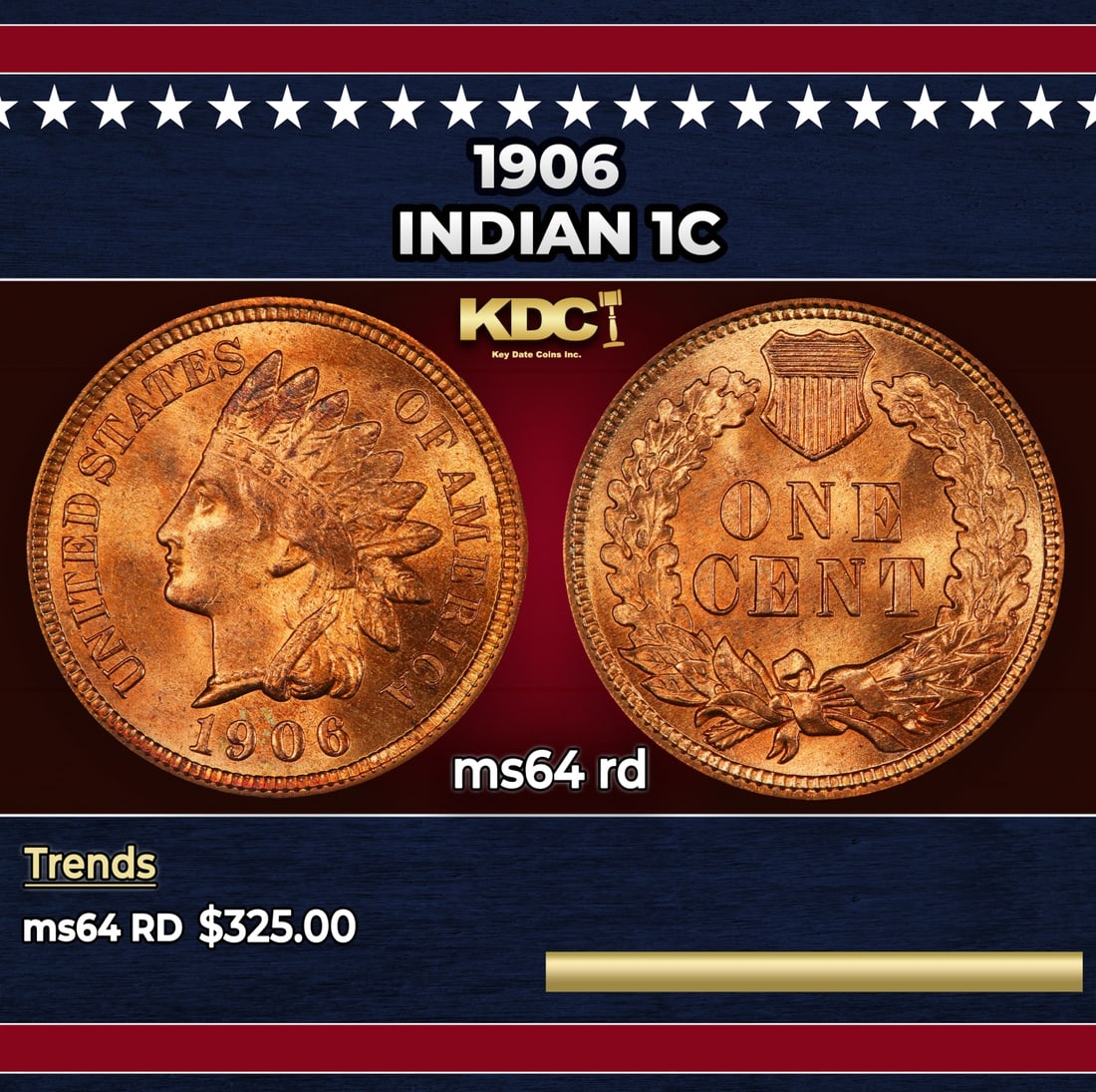 1906 Indian Cent 1c Grades ms64 rd: 1906 Indian Cent 1c Grades ms64 rd.