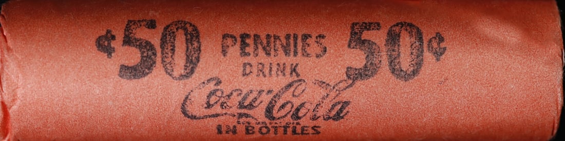 NEW! *Watchmakers Hoard* Original Covered End Coca Cola Mixed Lincoln Wheat Cent Roll 1c 50 Coins... - 4
