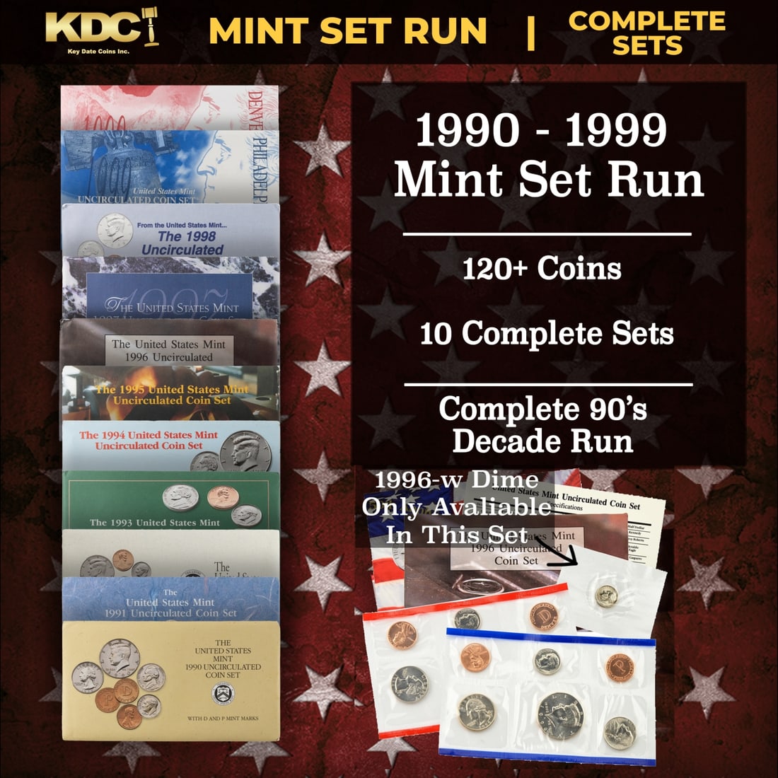 1990-1999 Full Decade Mint Set Run - 128 Coins, 10 Complete Sets (1 of 11)
