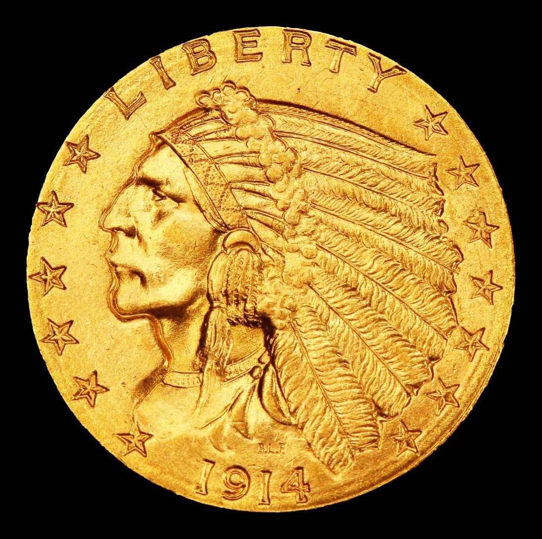 1914-d Gold Indian Quarter Eagle $2 1/2 ms65+ SEGS - 2
