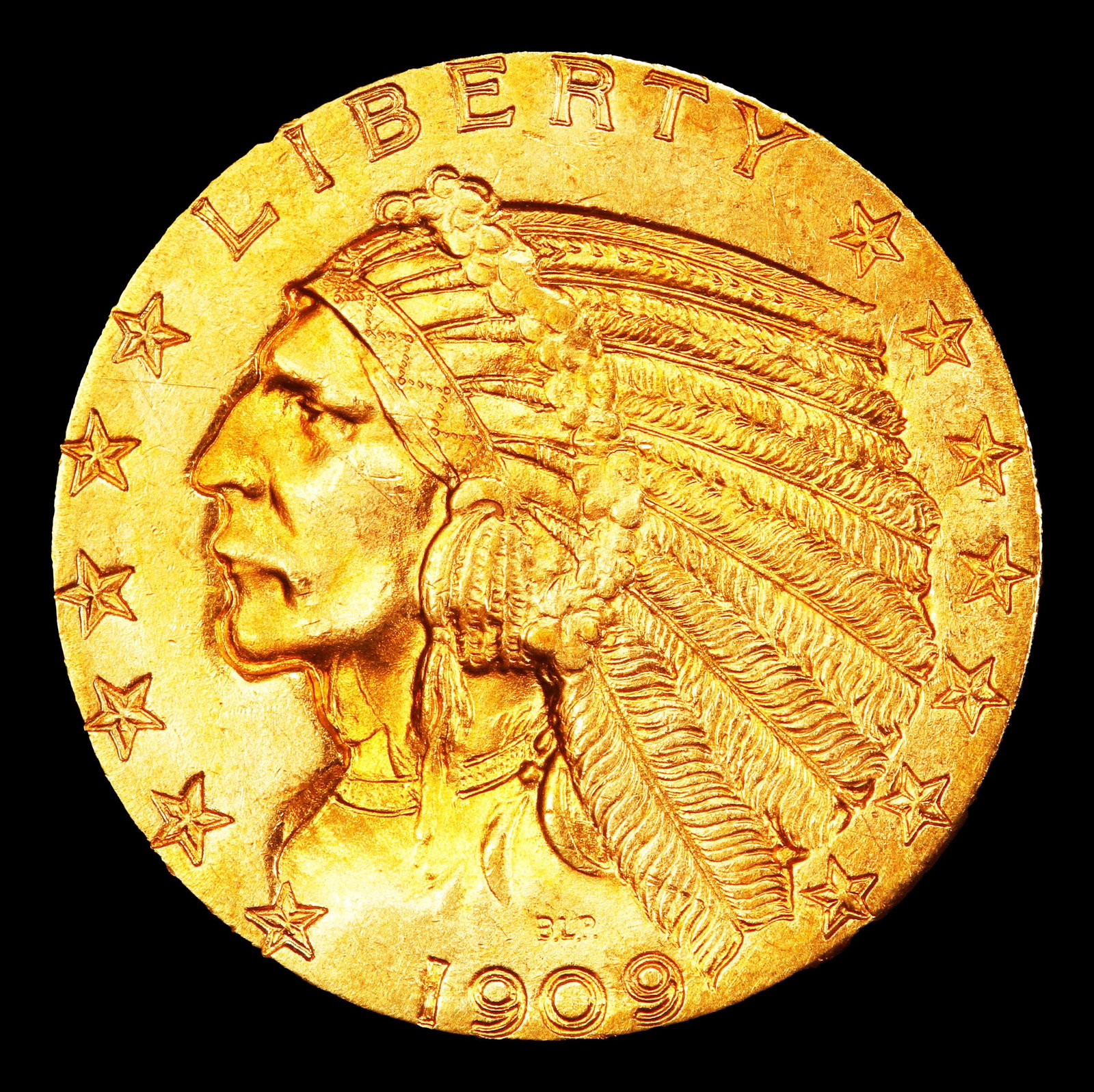 1909-s Gold Indian Half Eagle $5 ms63+ USCG - 2