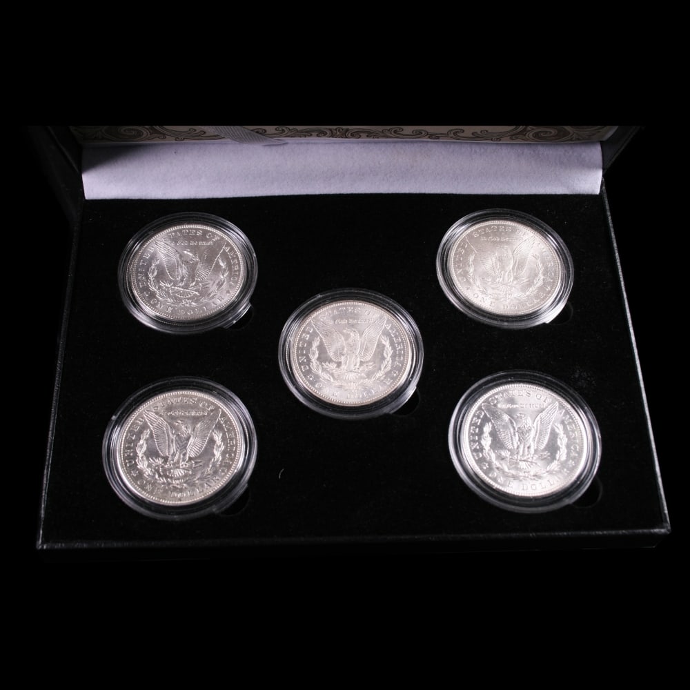 Morgan The king of silver dollars 5 Coin BU Set, 1 From Evey Mint P,O,D,S, & Legendary Carson Cit... - 2