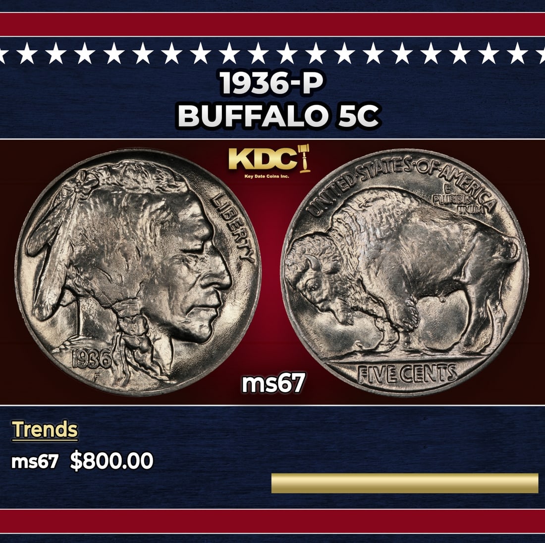 1936-p Buffalo Nickel 5c ms67 SEGS (1 of 3)
