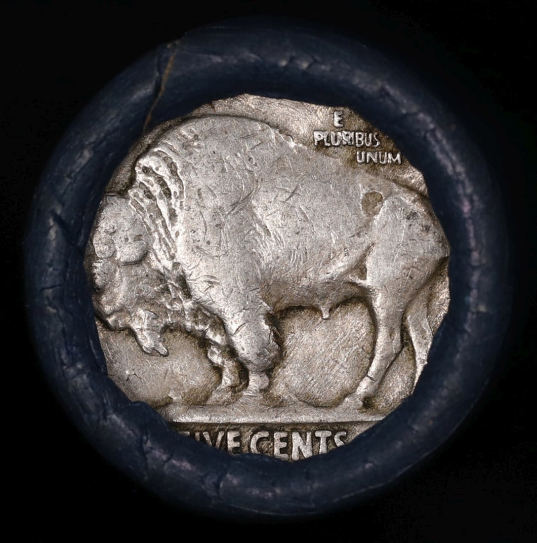 Buffalo Nickel Shotgun Roll in Old Bank Style 'Bell Telephone' Wrapper 1920 & S Mint Ends - 3